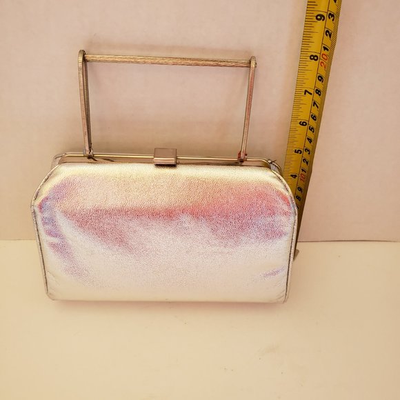 Vintage Silver Handbag with Silver Trim and Handle - Picture 5 of 10